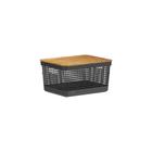 Cesto Grid com Tampa de Bambu 8L Preto Ou