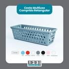 Cesto Multiuso Comprido Retangular Cinza 28x11x8 Cm 123Organizei - 123 Organizei