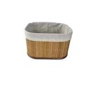 Cesto Organizador Bambu Natural Forrado tecido PP 12x16x19Cm