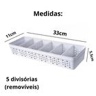 Cesto Organizador Com 5 Divisórias Removível 34x11 Branco - Usual Utilidades