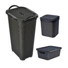 Cesto Organizador De Roupa 50L + Lixeira 5L + Organizador 2L