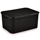 Cesto Organizador Grande Eco Rattan Preto Com Tampa Nitron