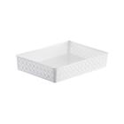 Cesto Organizador Rattan 34 x 25 x 6,5cm Branco - Paramount