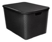 Kit com 3 Caixas Organizadoras Rattan com Tampa 15, 20 e 40 Litros Preta  Arqplast - Mundial Variedades 