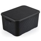 Cesto Organizador Rattan Grande Preto Com Tampa - Nitron