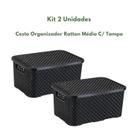 Cesto Organizador Rattan Médio C/ Tampa - Preto 2 Unidades - Nitron