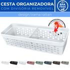 Cesto Organizador Trama Rattan c/ Divisória Removível 23x8