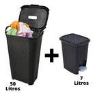 Cesto Para Roupas 50 Litros + Lixeira 7 Litros Com Pedal - Arqplast