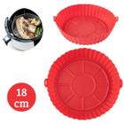 Cesto Protetor De Silicone Fritadeira Redonda Air Fryer Antiaderente 18cm Vermelho