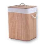 Cesto Roupa Suja Bambu Dobravel Desmontavel Organizacao Banheiro Lavanderia 45 Litros 35 x 25 x 50cm