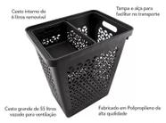 Cesto Roupas Organizador 55L Trama Cesto Telado Preto Fosco - UZ