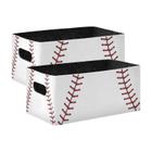 Cestos de armazenamento Kcldeci Red Stitching Baseball, pacote com 2 cestos brancos