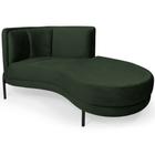 Chaise Direito Sala de Estar Penélope Base Preto Suede Verde - CasaePoltrona