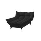 Chaise Dois Braços Luxor Pés de Aço Preto 1,37m Veludo Preto - MOBILIA HOUSE