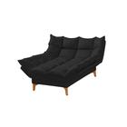 Chaise Dois Braços Luxor Pés de Madeira Maciça 1,13m Veludo Preto - MOBILIA HOUSE