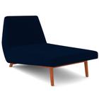 Chaise Longue Divã 155cm Pés Madeira Liz D06 Veludo Azul - Mpozenato