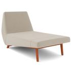 Chaise Longue Divã 155cm Pés Madeira Liz D06 Veludo Bege - Mpozenato