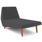 Chaise Longue Divã 155cm Pés Madeira Liz D06 Veludo Cinza - Mpozenato