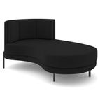 Chaise Longue Divã 164cm Braço Esquerdo Logus D06 Veludo Preto - Mpozenato