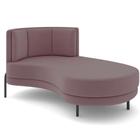 Chaise Longue Divã 164cm Braço Esquerdo Logus D06 Veludo Rosê - Mpozenato