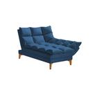 Chaise Um Braço Lado de Apoio Esquerdo Luxor Pés de Madeira Maciça 93cm Veludo Azul Marinho