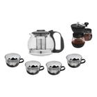 Chaleira Bule Com Infusor 1L e 4 Xícaras Café Cozinha Mesa Água 1000ml Filtro Transparente Alça