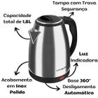 Chaleira Elétrica Inox 1,8L Desliga Automático Base 360º