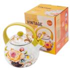 Chaleira Esmaltada Decorada Vintage Fogão Indução Colorida 2,2 Litros