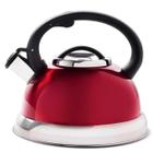 Chaleira Inox 3L Com Apito Fundo Duplo Vermelha