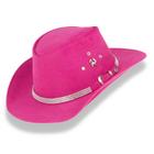 Chapéu Country Infantil Feminino Boiadeira Texana Rosa Com Strass