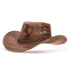 Chapéu Country Masculino Montaria Em Couro Cowboy Boiadeiro