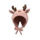 Chapéu de bebê MOSSTYUS Cute Reindeer Antlers Slouchy Beanie rosa