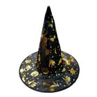 Chapéu De Bruxa Halloween Preto Estampado Aranha Bruxa Morcego Festa Fantasia Acessorio Cosplay