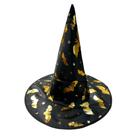 Chapéu De Bruxa Halloween Preto Estampado Aranha Bruxa Morcego Festa Fantasia Acessorio Cosplay