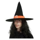 Chapéu de Bruxa Preto Veludo com Faixa e Fecho Halloween