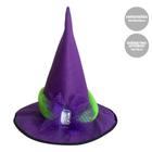 Chapéu de Bruxa Roxo e Verde Decorado Halloween Assustador