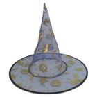Chapéu de Bruxa Transparente Azul Estampado
