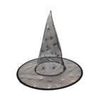 Chapéu de Bruxa Transparente Preto - Aranha Prata - Halloween - 1 unidade - Rizzo