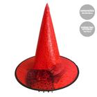 Chapéu de Bruxa Vermelho Com Renda/Flor Halloween Assustador