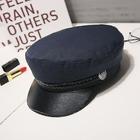 Chapéu de couro militar masculino outono marinheiro estilo capitão - Navy