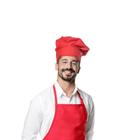 Chapeu de Cozinheiro Vermelho Chef Touca Unissex Ajustavel