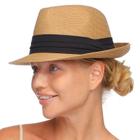 Chapéu de sol FURTALK Fedora Straw para homens e mulheres UPF 50+ (cáqui)