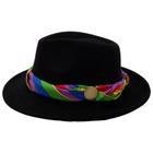 Chapéu Fedora Gangster Feltro + Bandana Removível Ajustável