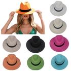 Chapéu Fedora Panamá Moda Praia Colorido Feminino Verão