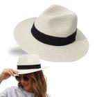 Chapéu Moda Palha Fedora Praia Branco Panamá