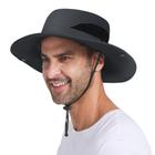 Chapéu Sun Bucket PFFY para homens UPF 50+ de aba larga preto