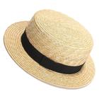 Chapéu Wokex Natural Wheat Straw Boater Fedora Top Flat 56-58 cm