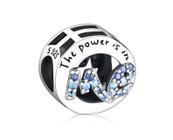 Charm Beads em prata esterlina 925 The Power Is In Me, cor azul