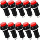 Chave Botão Push Button PBS-11A 250VAC 3A 2T com Trava Vermelho - Kit 10 Peças