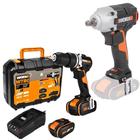 Chave de Impacto 1/2 POL + Furadeira de Impacto 1/2 POL 2 Baterias e Carregador Bivolt WX272.9 WORX